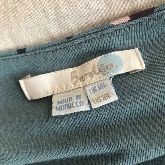 Boden Sylvia Dress US 10L tall Floral Jersey Knit Wrap Blue green midi stretchy - Picture 4 of 8